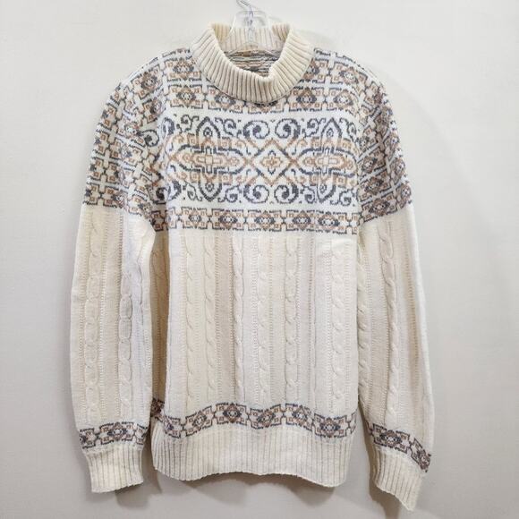 Jantzen vintage cable knit ivory colored with diamond swirl pattern size XL - Picture 1 of 8